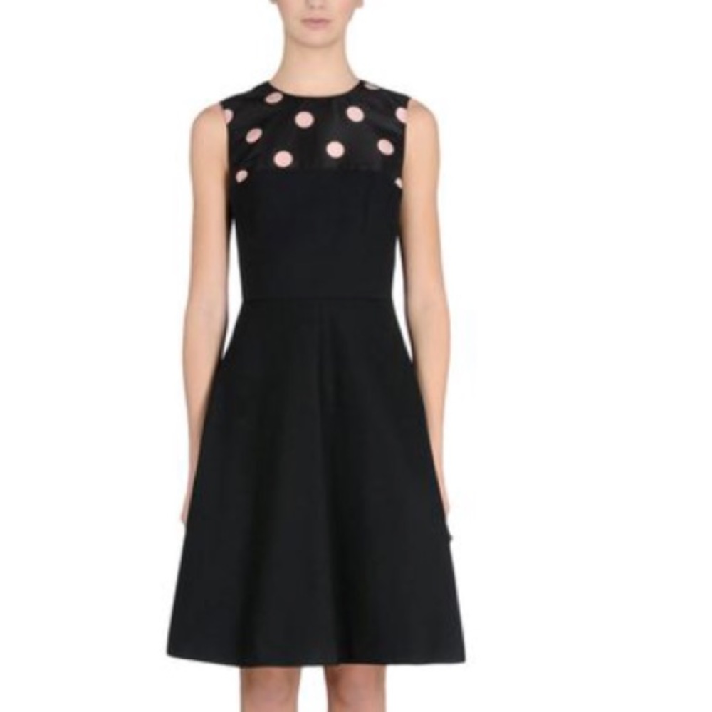 RED VALENTINO COTTON AND POLKA DOT MIDI DRESS S